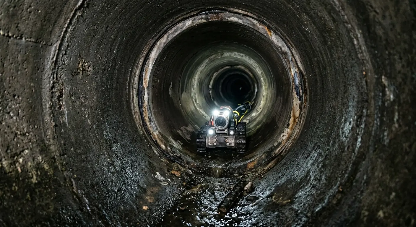 Robotic sewer camera inspecting pipe interior for Drain Snake Service in Folsom